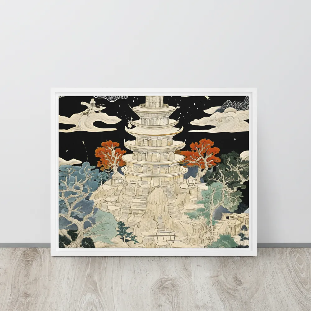 Whispers of the Pagoda | Canvas with White Frame | 16″×20″