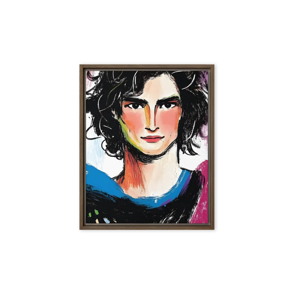 Vibrant Portrait of Youth | Canvas with Brown Frame | 8″×10″