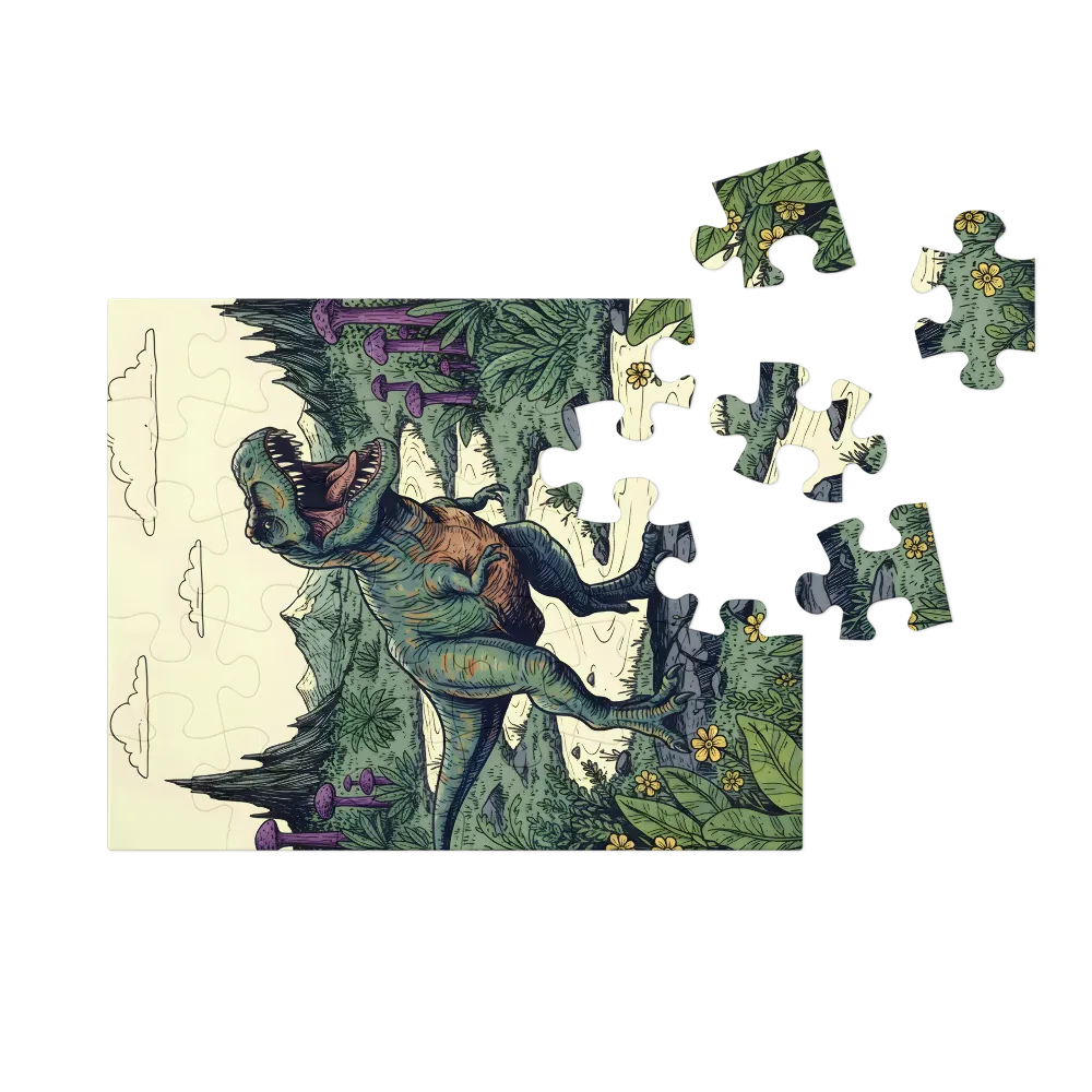 Roaring Tyrannosaurus 
 Jigsaw Puzzle in Tin Box