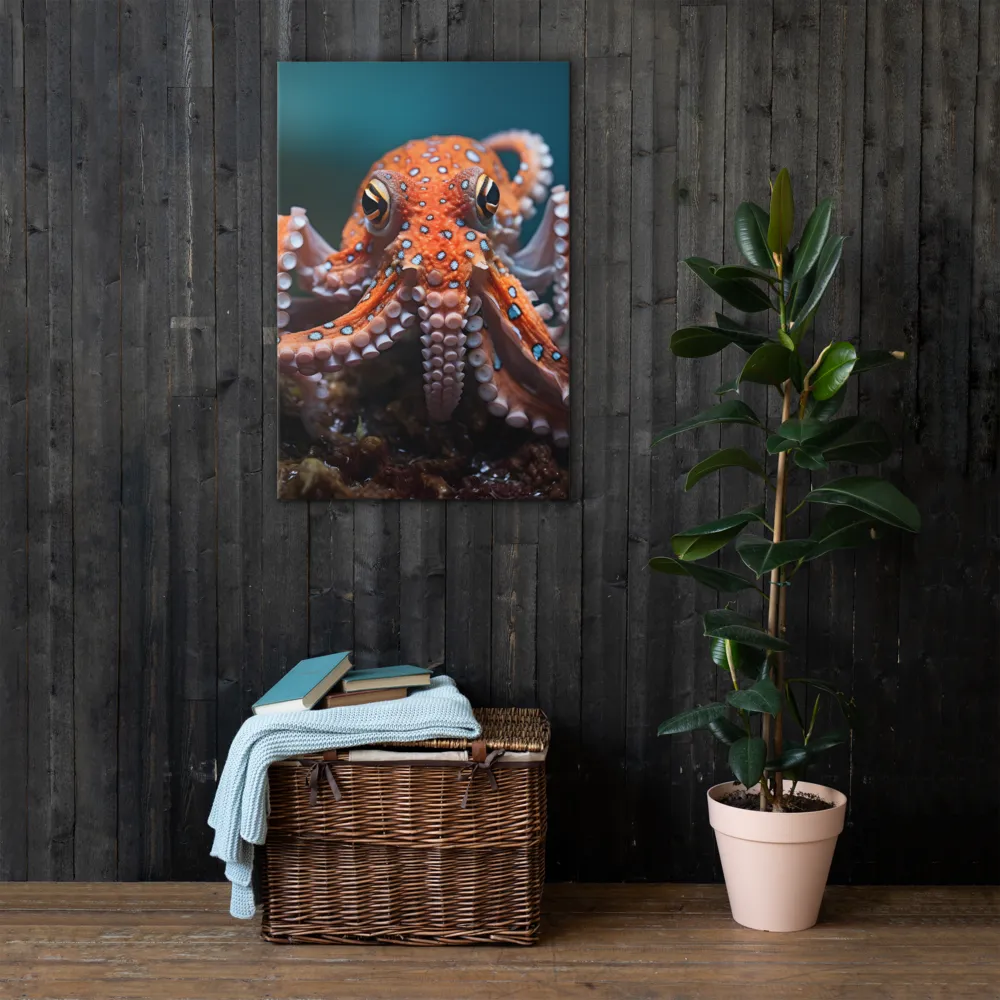 Curiosity of the Deep: The Orange Octopus | Thin Canvas | 24″×36″