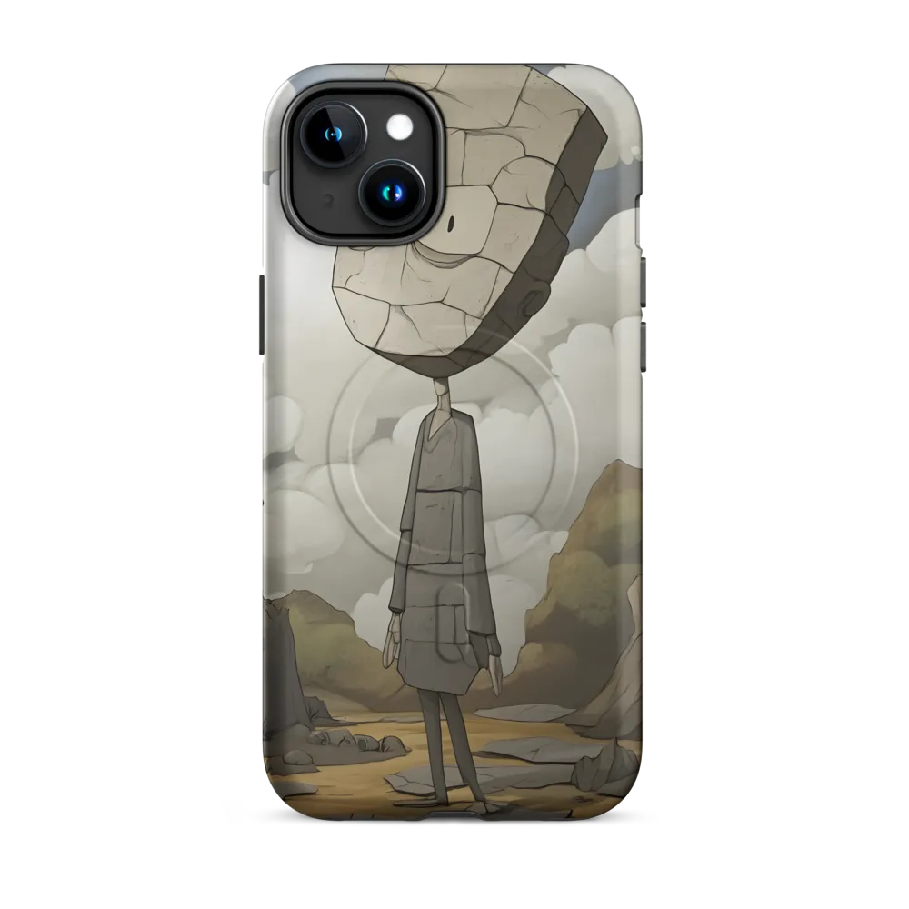 Whimsical Stone Figure in a Rocky Landscape | Phone Case |  15 Plus | MagSafe® Tough Case | Matte