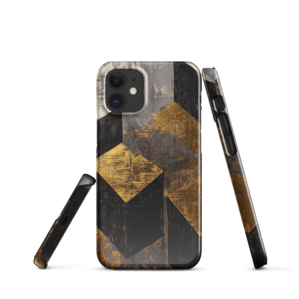 Geometric Harmony in Gold and Black | Phone Case |  12 Mini | Snap Case | Glossy