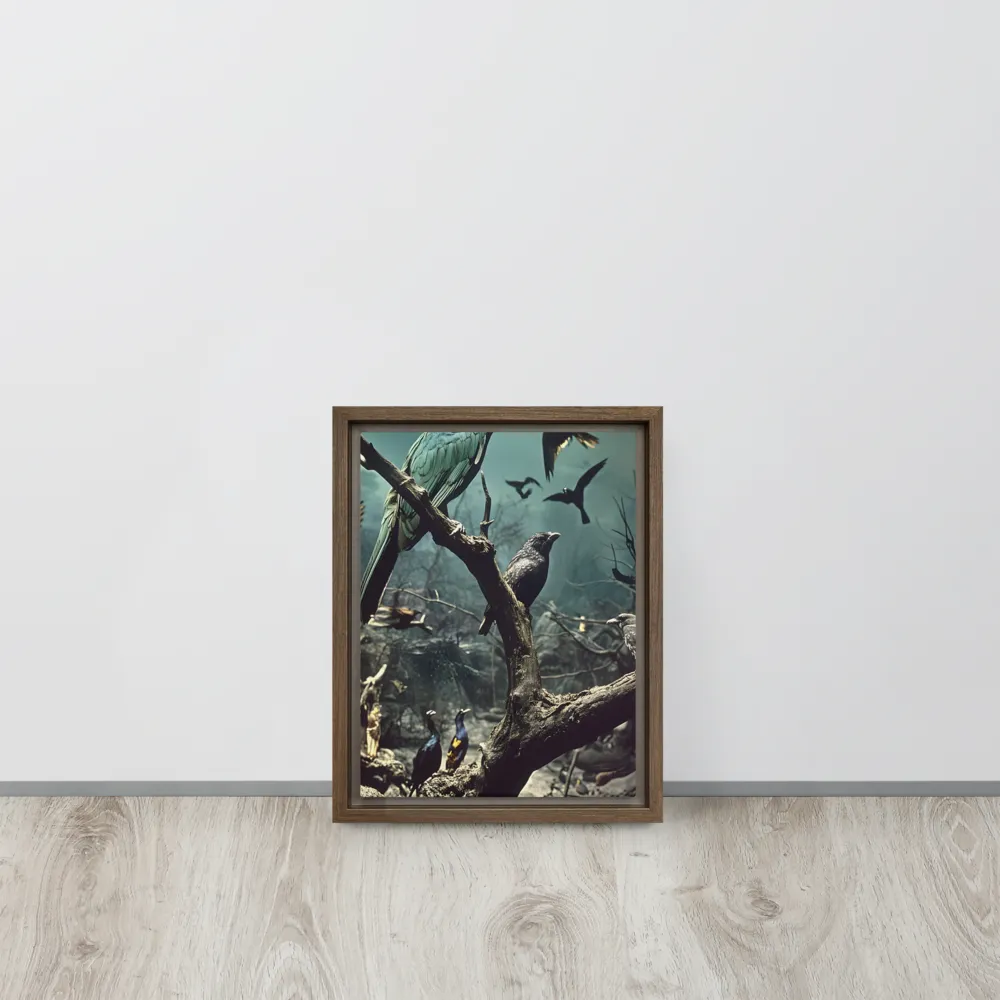 Whispers of the Avian Realm | Canvas with Brown Frame | 9″×12″