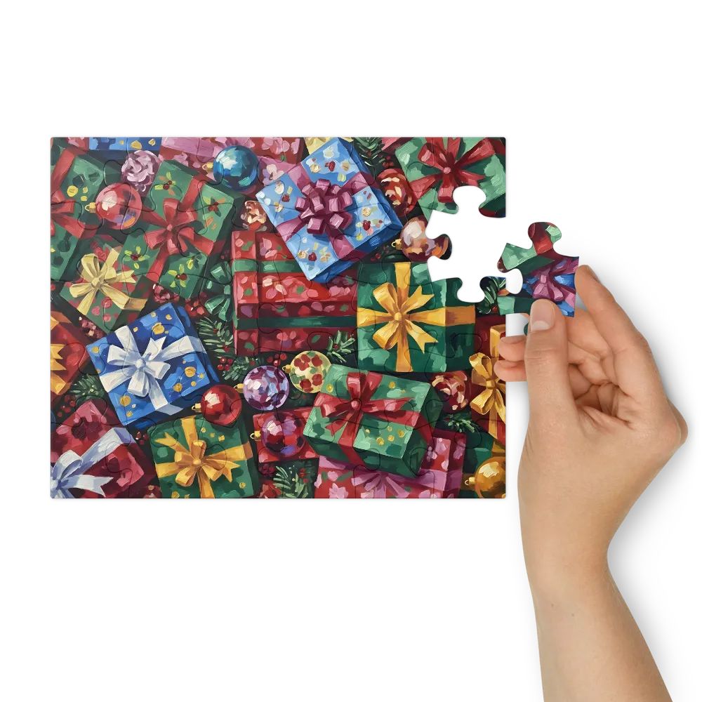 Holiday Gift Pile 
 Jigsaw Puzzle in Tin Box