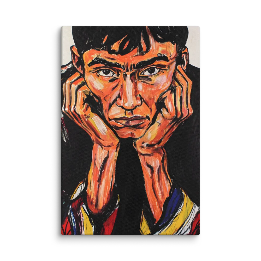 Contemplative Intensity: An Expressionist Portrait | Canvas | 8″×12″