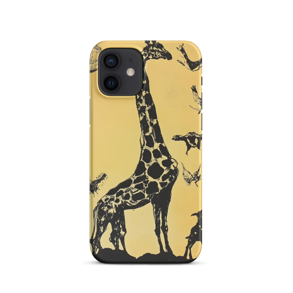 Whimsical Harmony of Giraffe and Birds