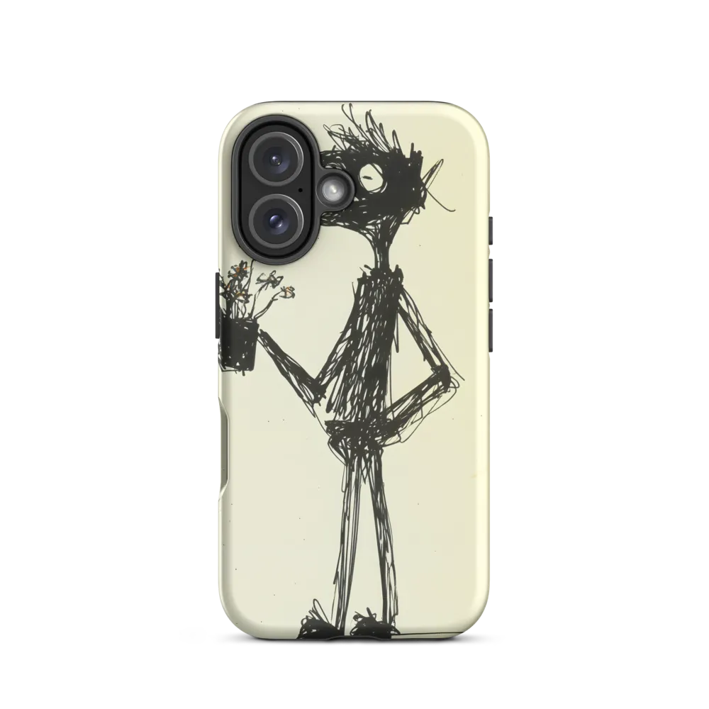 Whimsical Figure with Flowers | Phone Case |  16 | Tough Case | Matte