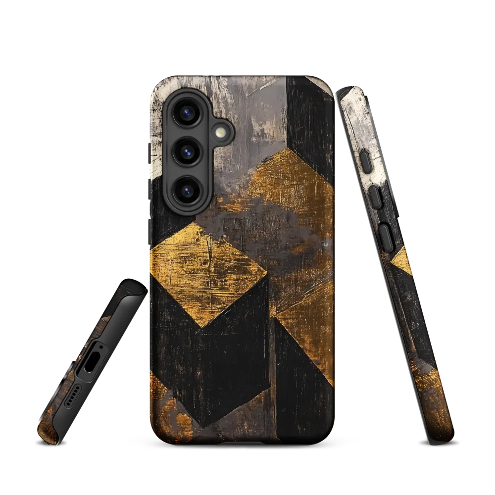 Geometric Harmony in Gold and Black | Phone Case |  S24 | Tough Case | Matte