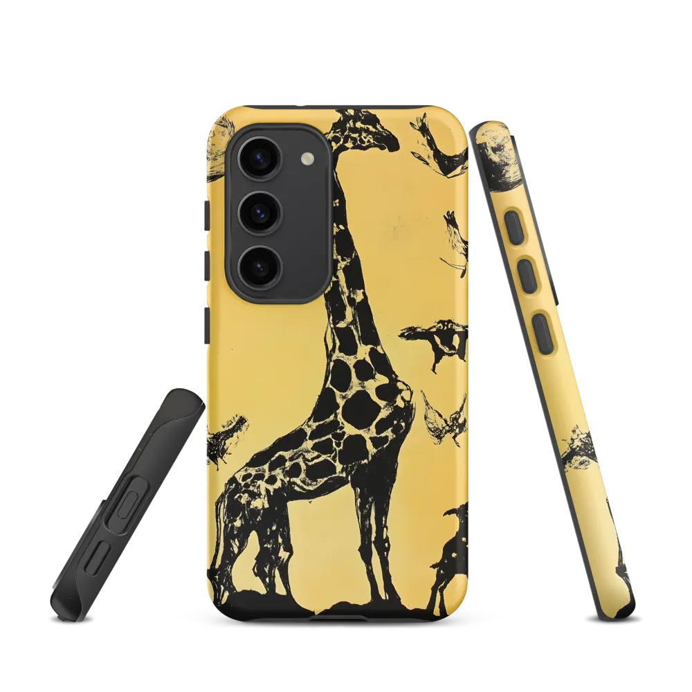 Whimsical Harmony of Giraffe and Birds