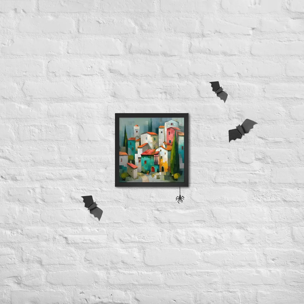 Cypress Village 
 Poster with Black Frame | 12″x 12″