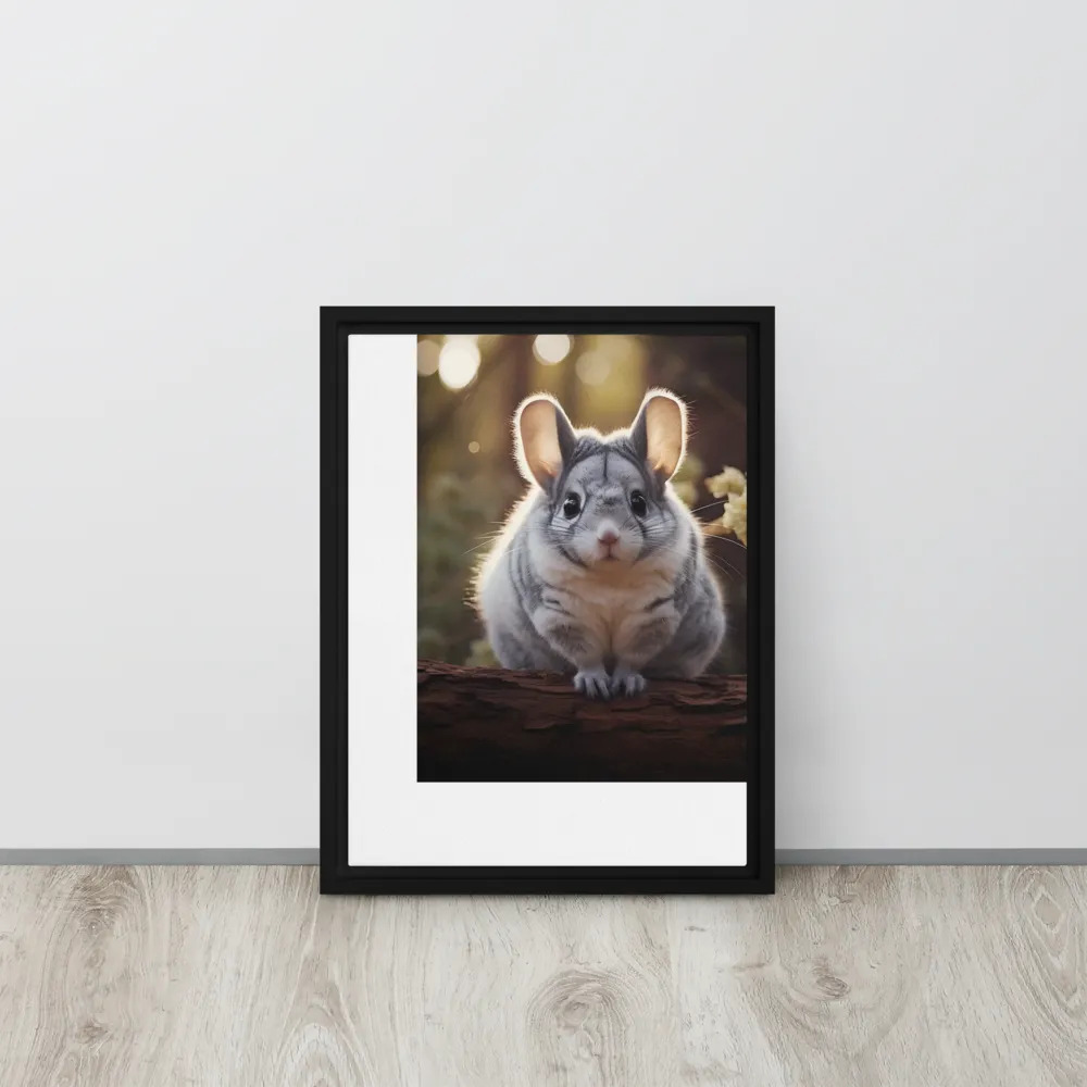 Curious Chinchilla in the Forest | Canvas with Black Frame | 12″×16″