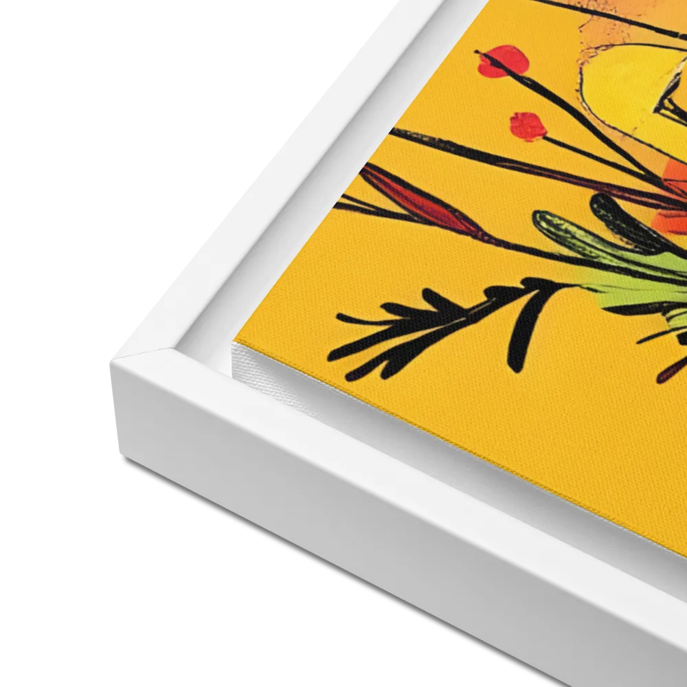 Whimsical Garden Head | Canvas with White Frame | 24″×36″