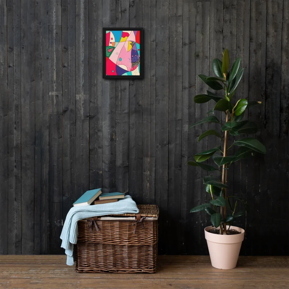 Playful Geometry in Color | Canvas with Black Frame | 9″×12″