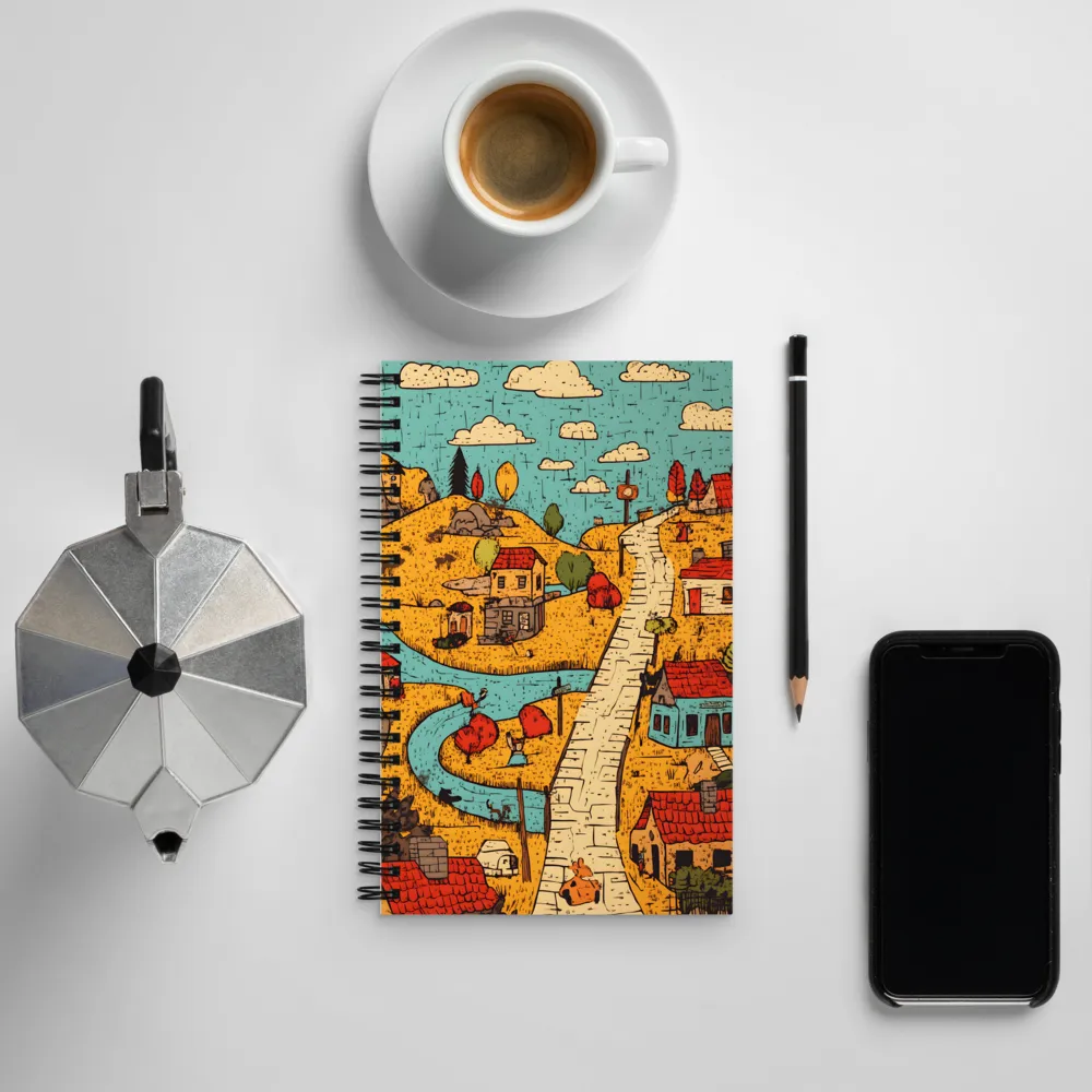 Whimsical Village Landscape | Spiral Notebook