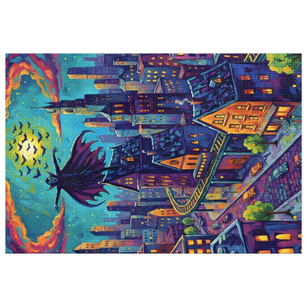 Vampire's Urban Flight 
 Jigsaw Puzzle in Tin Box