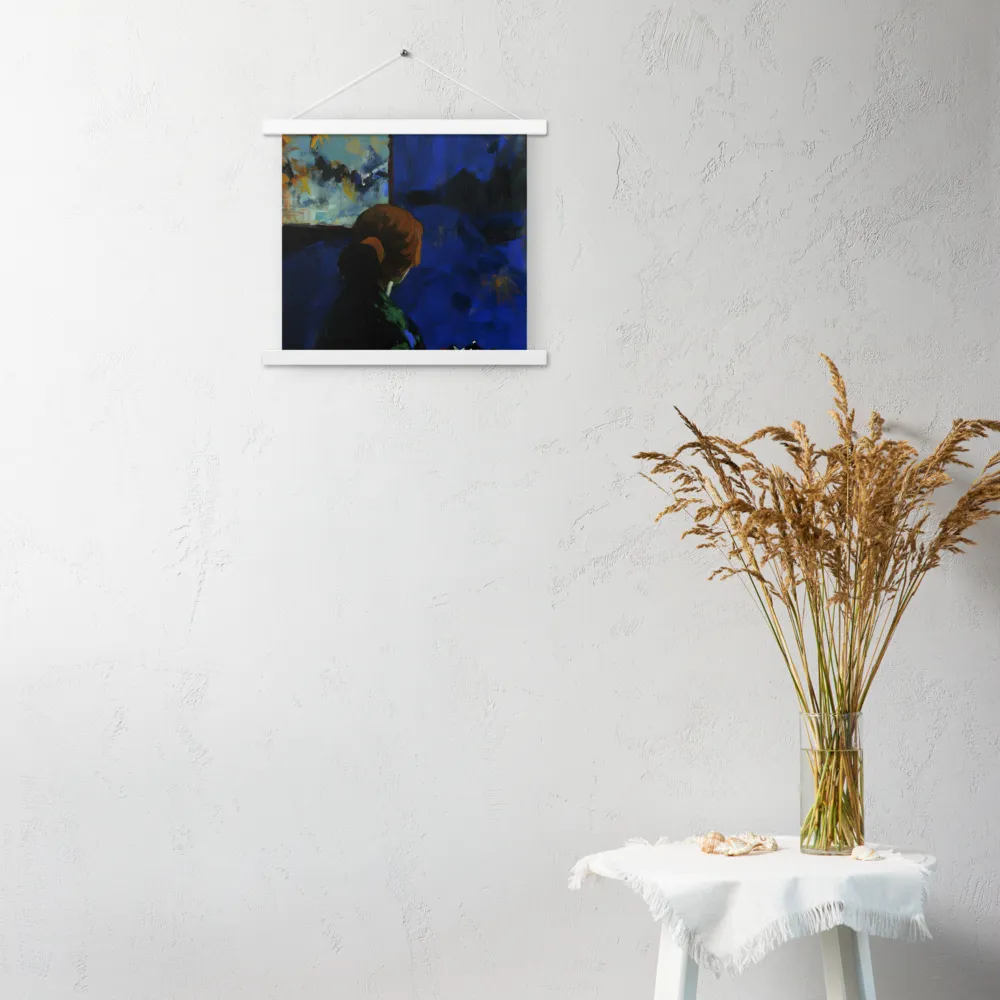 Contemplation Under the Night Sky | Poster With White Wood Hanger | 14″×14″