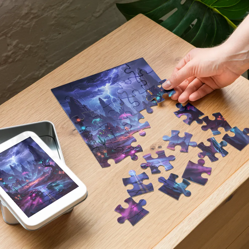 Neon Desert Drive 
 Jigsaw Puzzle in Tin Box