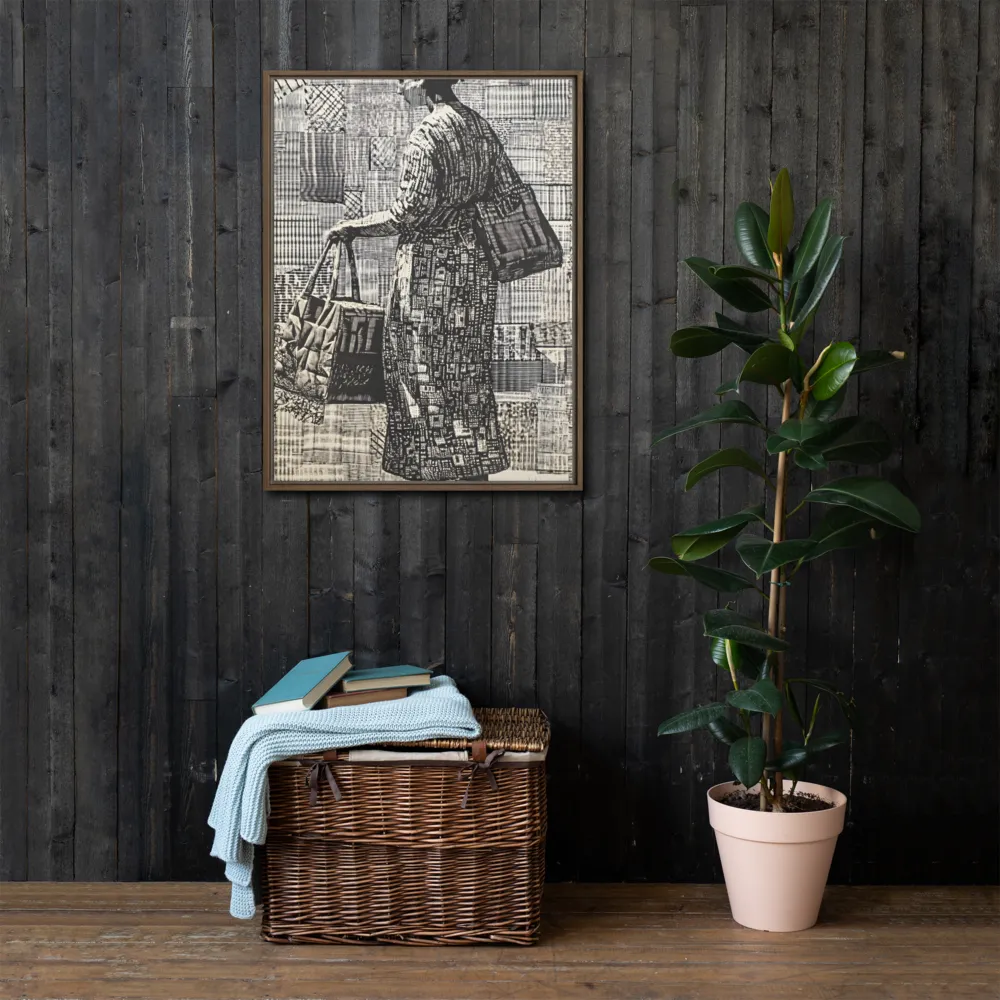 Urban Reflections: A Shopping Narrative | Canvas with Brown Frame | 24″×32″