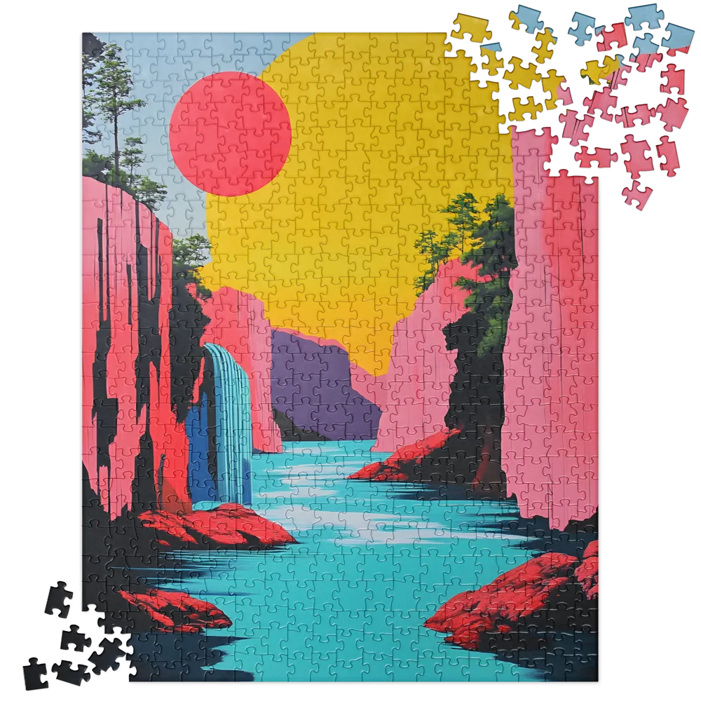 Dreamscape of Pink Cliffs and Turquoise Waters | Jigsaw Puzzle | 520 pieces