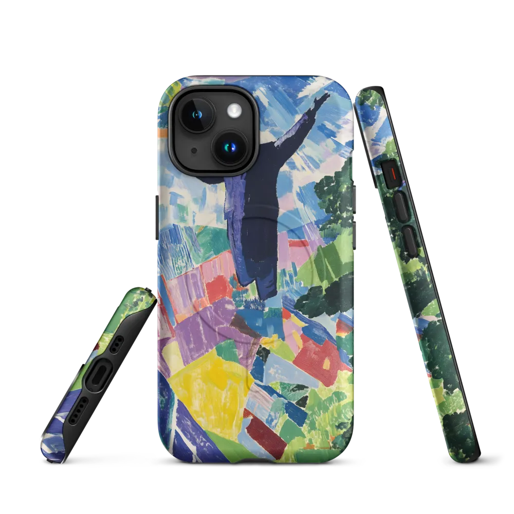 Elysium: A Soaring Figure Amidst Colorful Landscapes | Phone Case |  15 | MagSafe® Tough Case | Matte