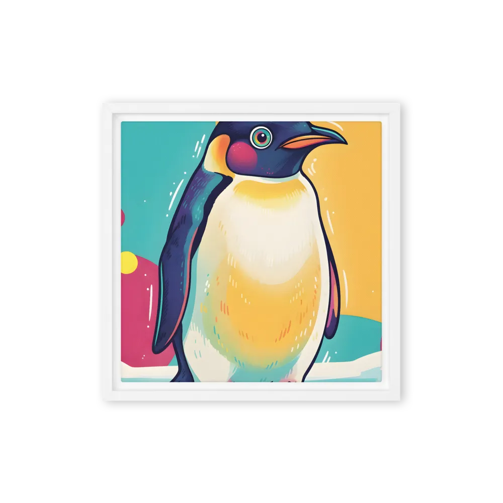 Colorful Penguin 
 Canvas with White Frame | 12″x 12″