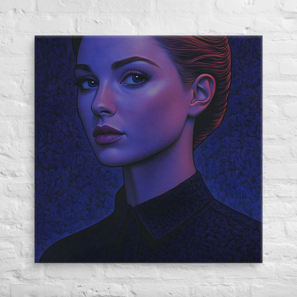 Ethereal Portrait in Blue and Red | Canvas | 36″×36″