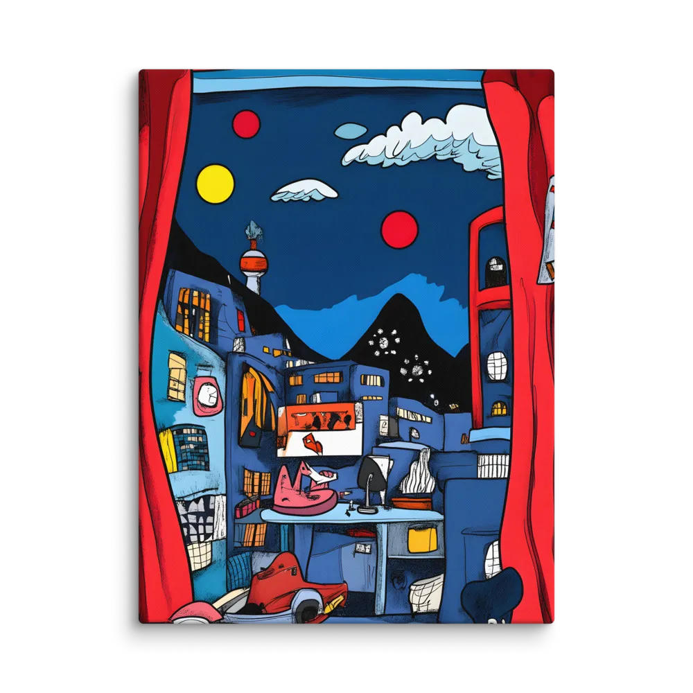 Whimsical Cityscape at Night | Canvas | 30″×40″