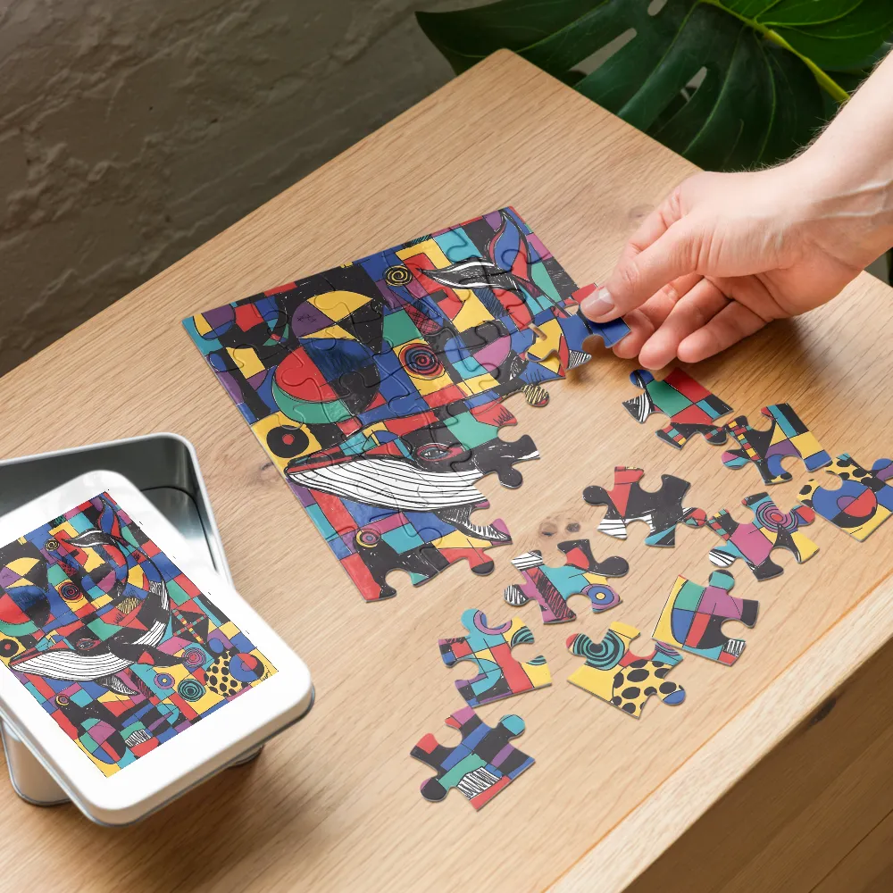 Patchwork Whale 
 Jigsaw Puzzle in Tin Box