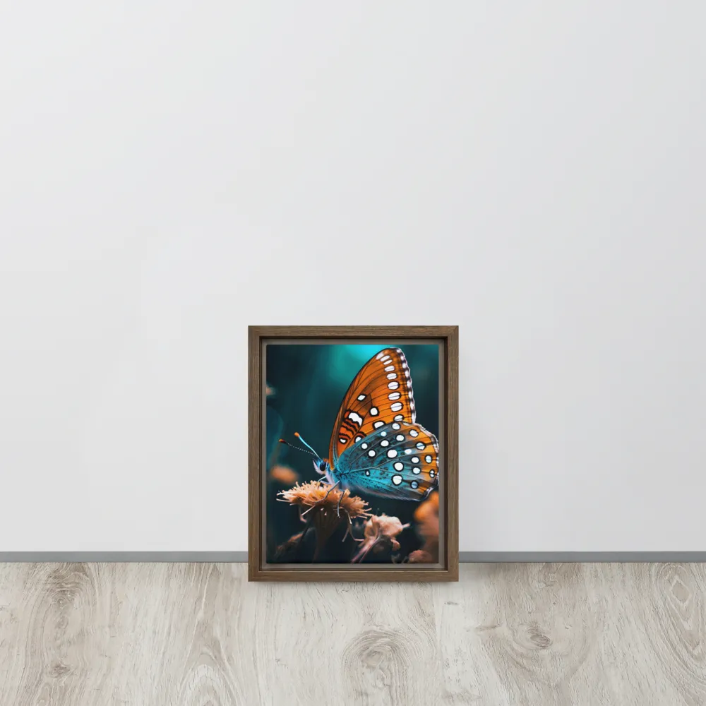 Whispers of Color: The Butterfly's Embrace | Canvas with Brown Frame | 8″×10″