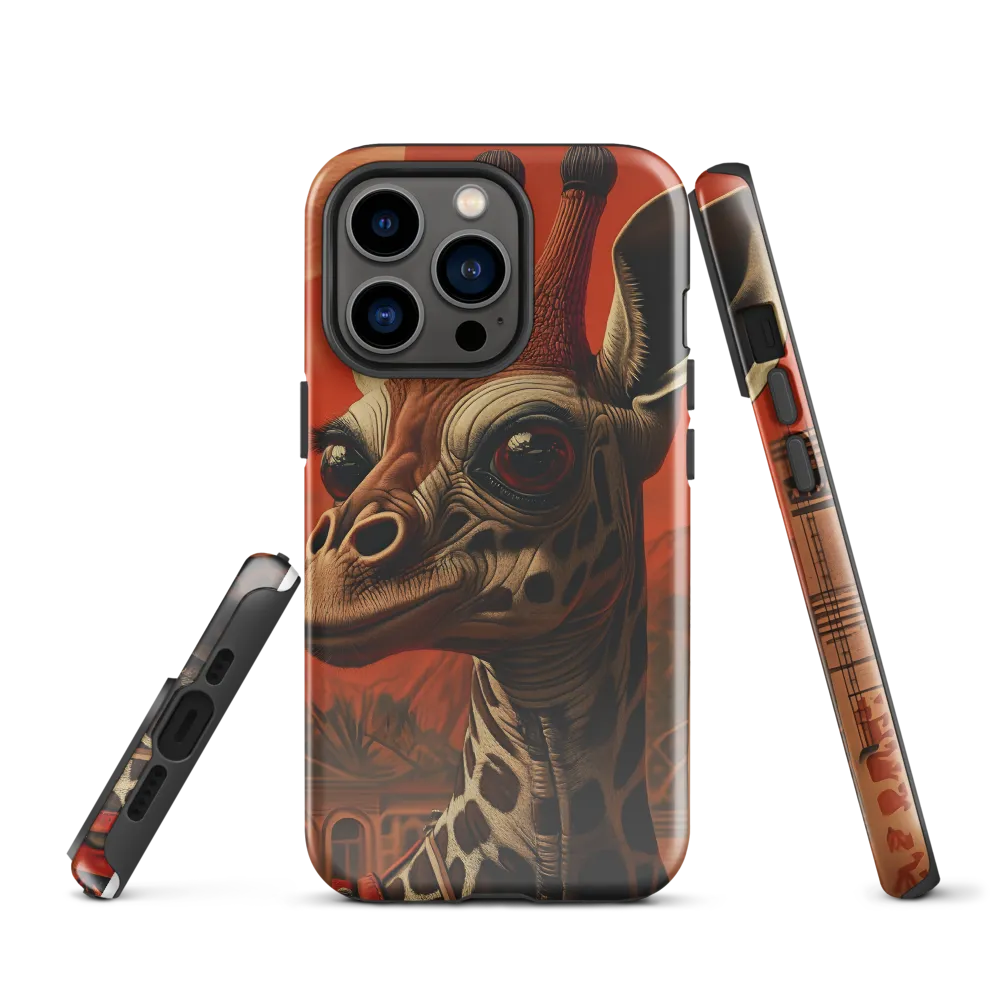 Whimsical Giraffe in an Orange Dreamscape