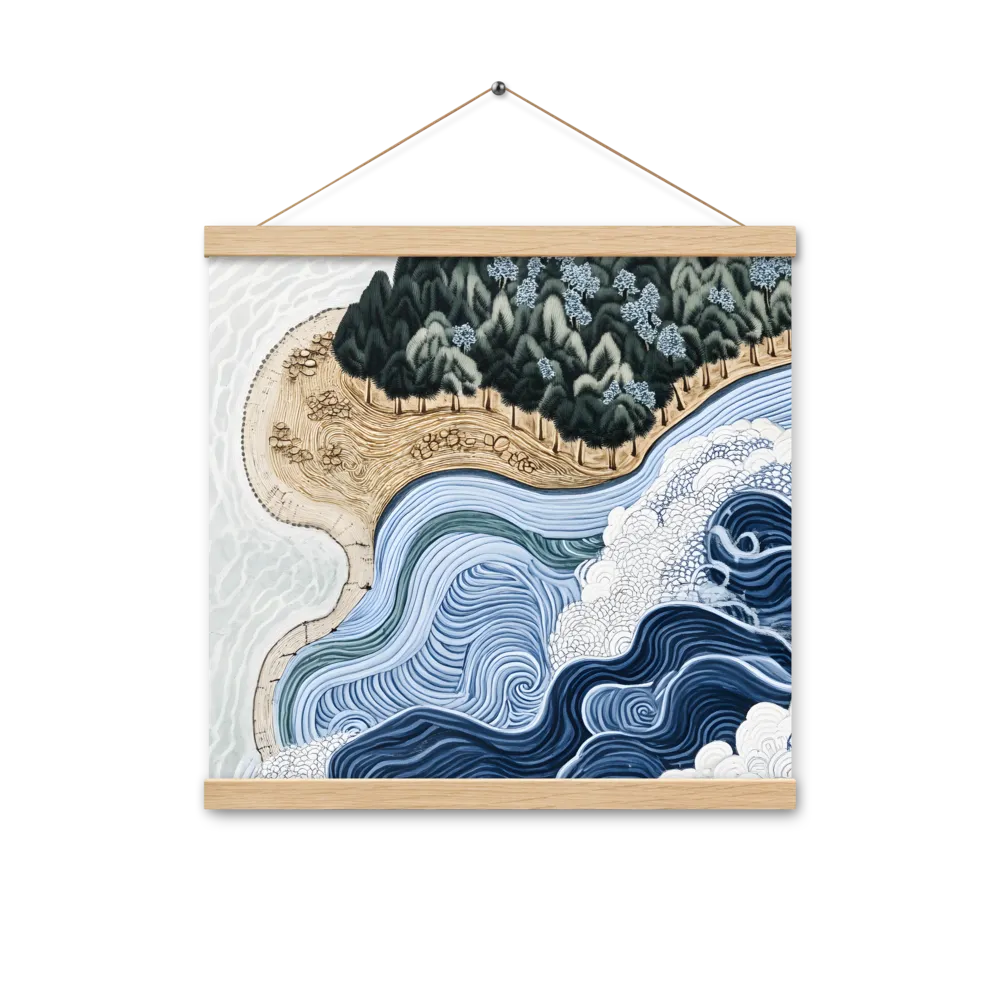 Oceanic Harmony: A Tranquil Landscape | Poster With Oak Wood Hanger | 16″×16″