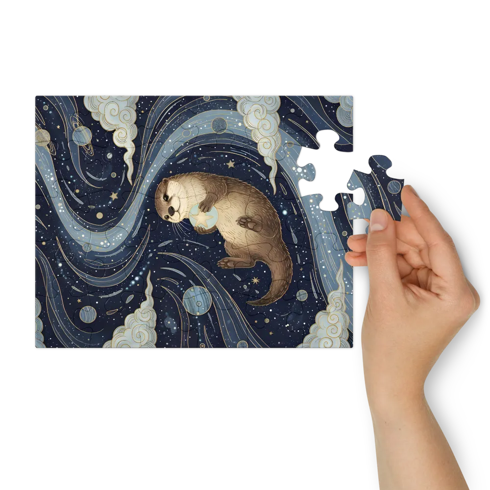 Otter Among the Stars 
 Jigsaw Puzzle in Tin Box