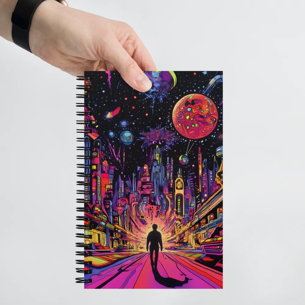 Journey into the Neon Cosmos | Spiral Notebook