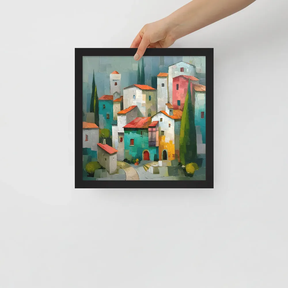 Cypress Village 
 Poster with Black Frame | 12″x 12″