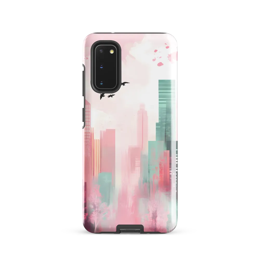 Dreamy Cityscape in Pink and Cyan