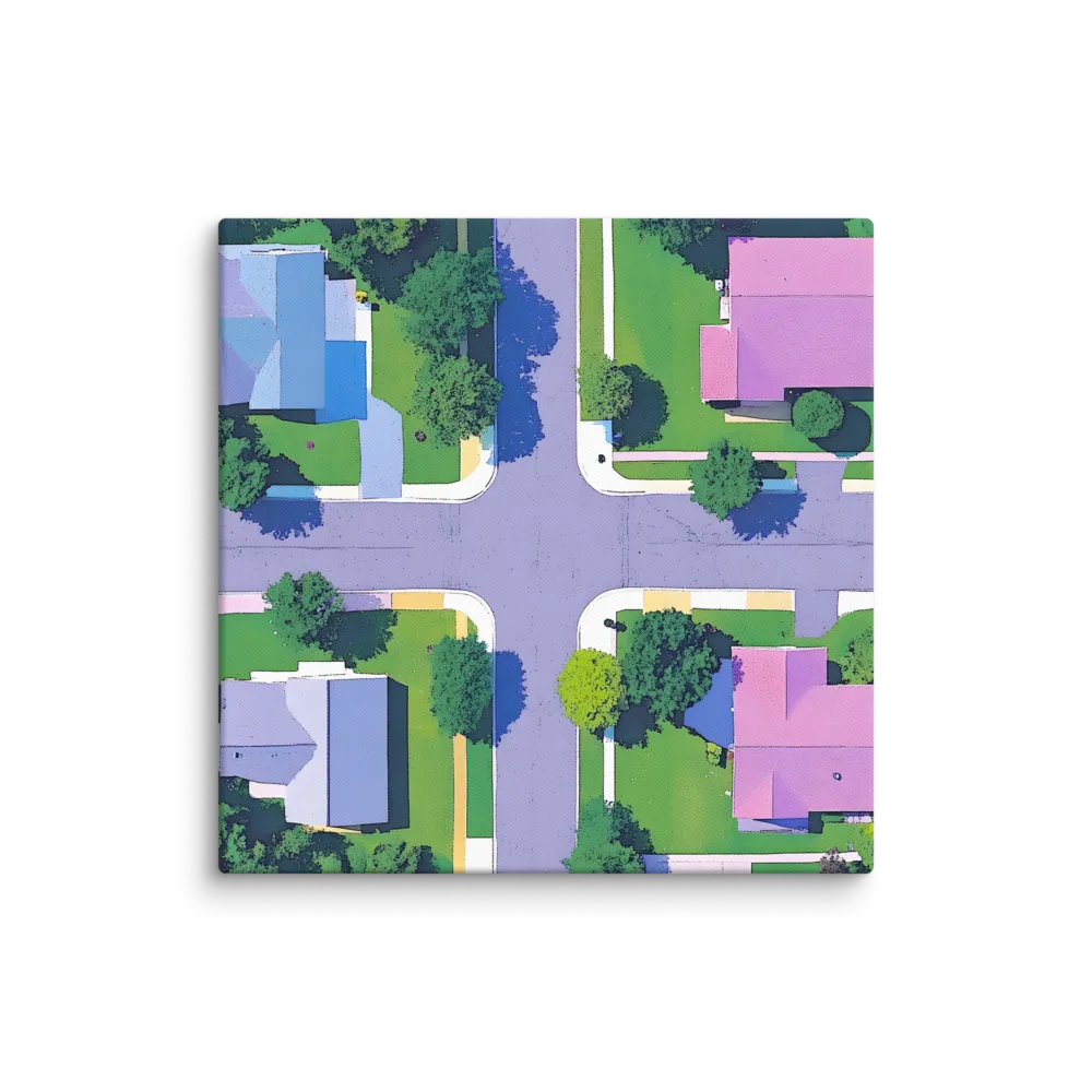 Aerial Harmony: Suburban Crossroads | Canvas | 30″×30″