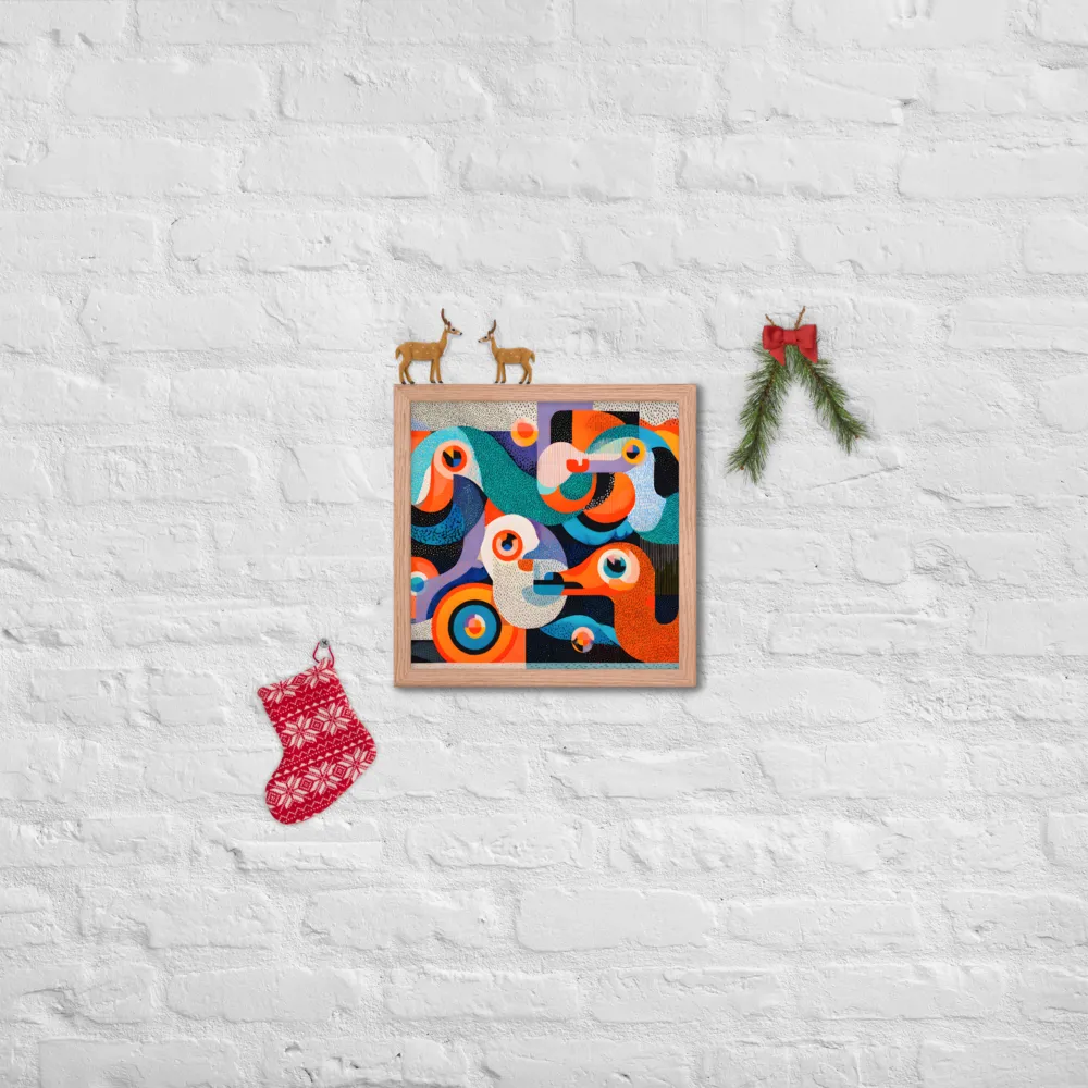 Chromatic Flight 
 Poster with Red oak Frame | 14″x 14″