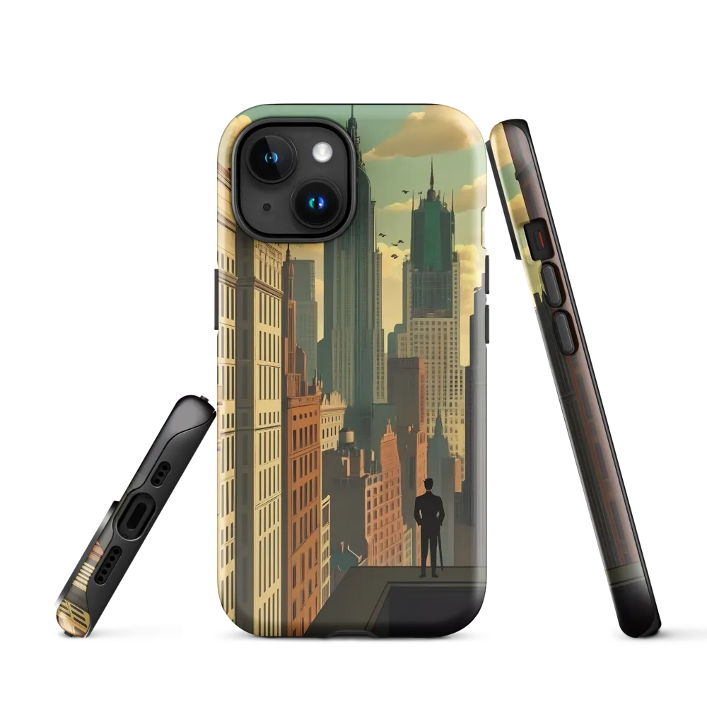 Urban Dreams: A Silhouette in Art Deco Cityscape
