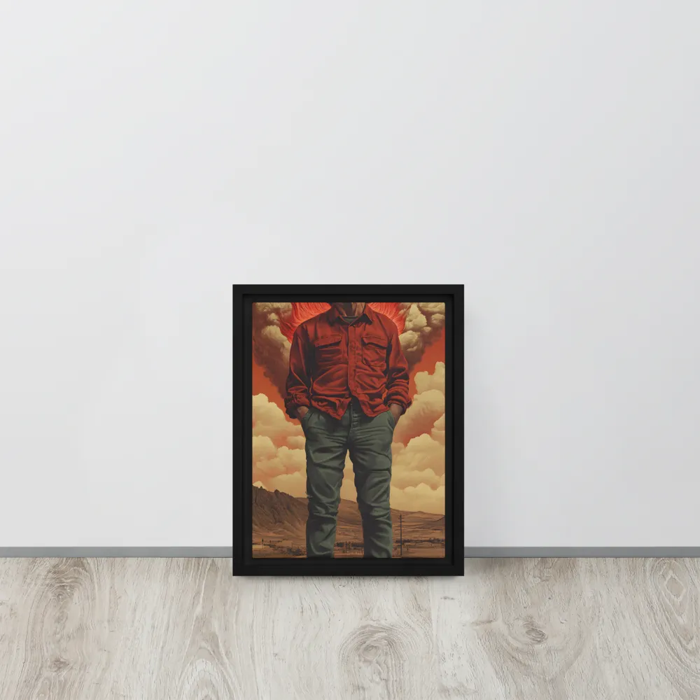 Defiant Spirit in a Surreal Landscape | Canvas with White Frame | 9″×12″