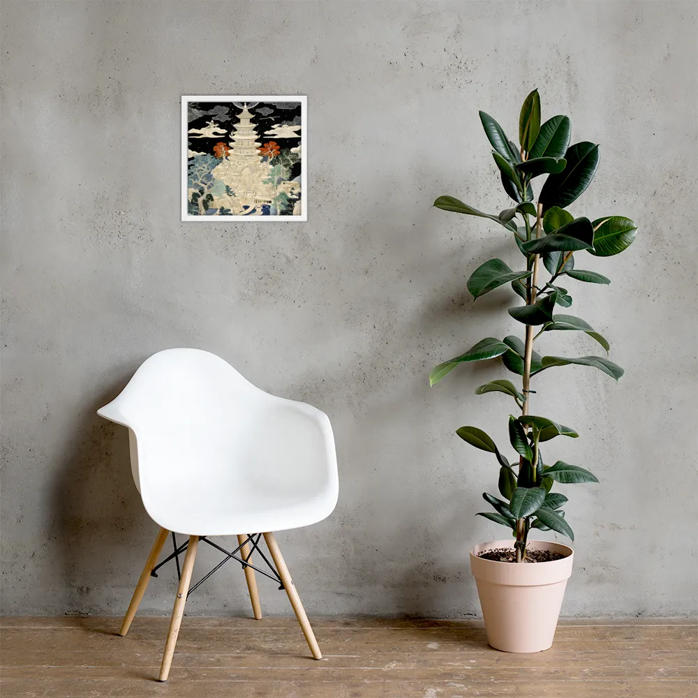 Whispers of the Pagoda | Poster with White Frame | 14″×14″