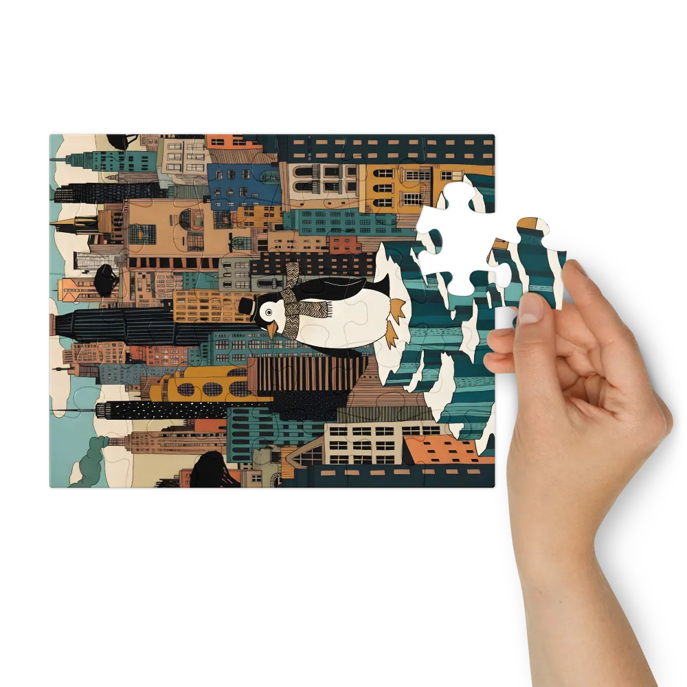 Urban Penguin 
 Jigsaw Puzzle in Tin Box