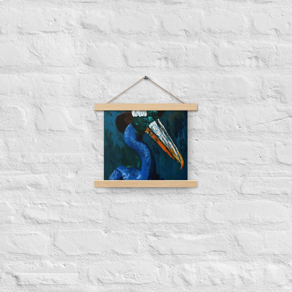 Majestic Absurdity: The Hat-Wearing Bird | Poster With Oak Wood Hanger | 10″×10″