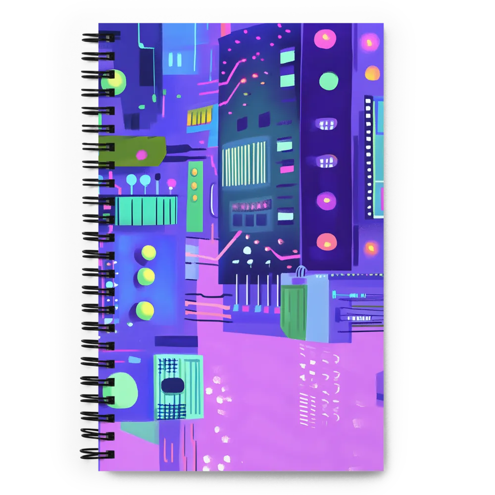 Futuristic Cityscape: A Digital Dream | Spiral Notebook