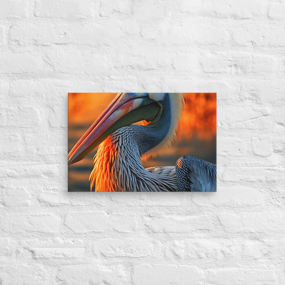 Elegance of the Pelican at Sunset | Canvas | 12″×18″