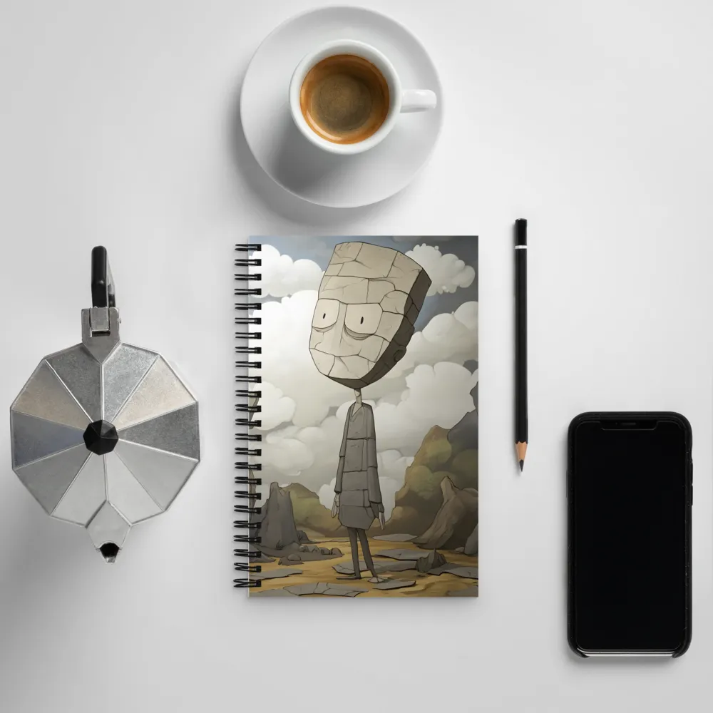 Whimsical Stone Figure in a Rocky Landscape | Spiral Notebook