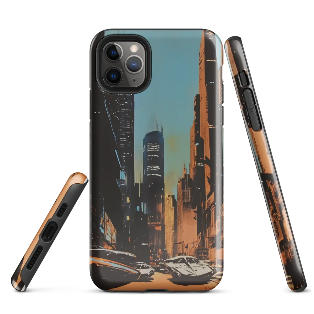 Futuristic Cityscape in Blue and Orange | Phone Case |  11 Pro Max | Tough Case | Glossy