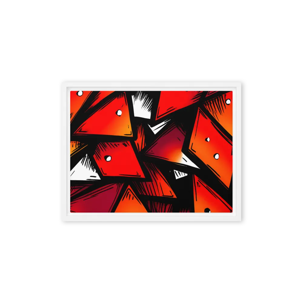 Dynamic Geometry of Red and Orange | Canvas with White Frame | 12″×16″