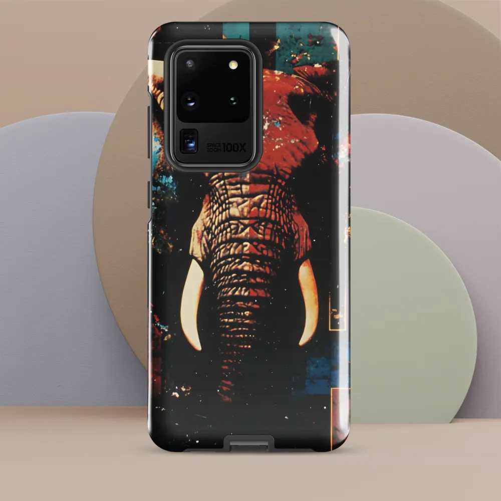 Split Portrait: Elephant in Red and Teal