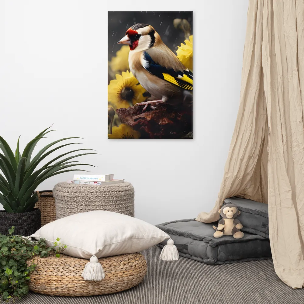 Harmony in Nature: A Goldfinch Amidst Blooms