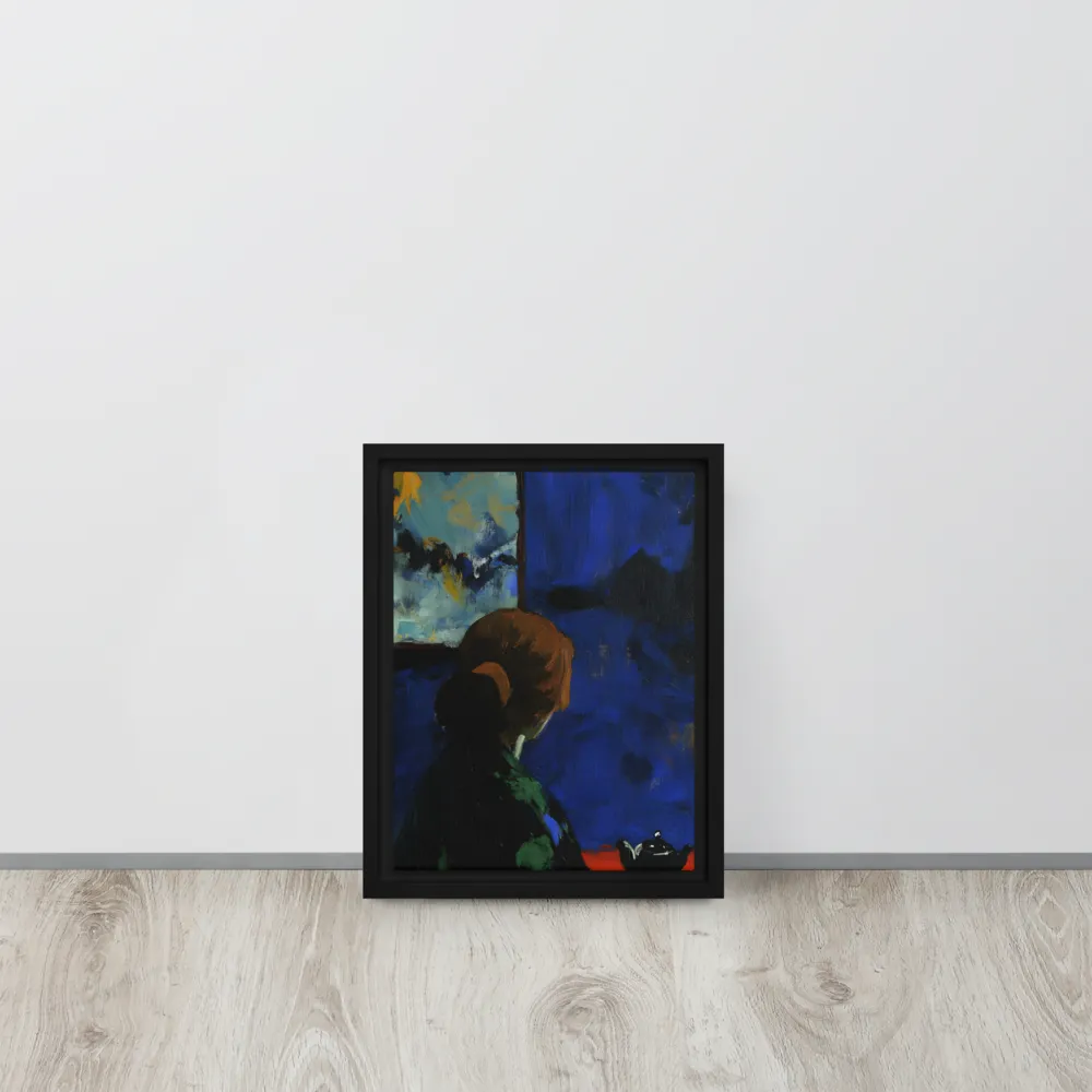 Contemplation Under the Night Sky | Canvas with White Frame | 9″×12″
